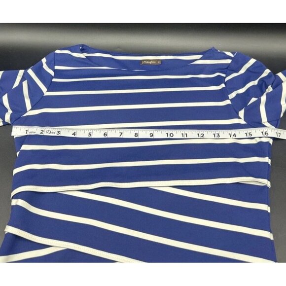J. MCLAUGHLIN NICOLA Blue & White Stripe Catalina Tiered Sheath Dress Stretch XS - Picture 8 of 8